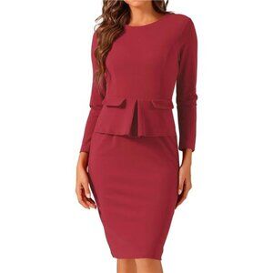 Women's Bodycon Dresses Round Neck Wine Red